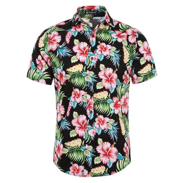 INSPIRE CHIC Chemise Hawaïenne pour Homme à Imprimé Floral à Manches Courtes à Col Pointu