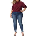 thumbnail image 2 of GRACE & GRANDEUR Blouse à Manches Bouffantes Plissée à Col Montant à Imprimé d'Étoiles pour Femme Grande Taille3X Rouge, 2 of 6