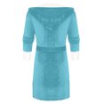 thumbnail image 4 of MAWCLOS Peignoir en Peluche pour Femmes à Capuche Sherpa Robe de Chambre à Manches Longues Bleu m, 4 of 4