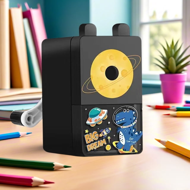 Fridja Manual Pencil Sharpener Hand Pencil Sharpener Pencil Sharpener for Standard Pencils, Colored Pencils and Makeup Pencils for Classroom, Home, Office Use (Black)