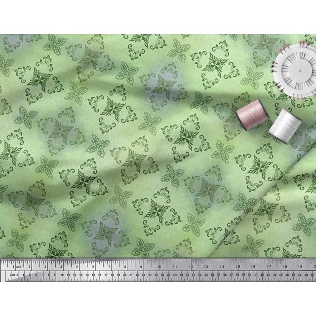 Soimoi polyester Crepe Fabric Texture & Damask Ethnic Fabric Prints By Yard 42 Inch Wide