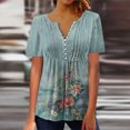thumbnail image 2 of CEHVOM T-shirt à Manches Courtes Décontracté pour Femmes, Col Rond Imprimé, Ample, Blouse, Liquidation, 2 of 5