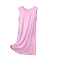 thumbnail image 2 of Elvqul Chemises de Nuit Unies pour Femmes Grande Taille Robe en Coton pour Dames Boutonnée Sans Manches Pyjamas pour Femmes Rose, 2 of 4