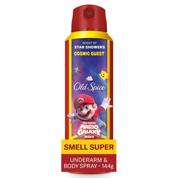 Old Spice Men's Aluminum Free Deodorant Body Spray, Cosmic Quest, Scent of Star Showers, Old Spice x The Super Mario Galaxy Movie, 24/7 Odor Control