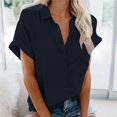 thumbnail image 2 of Birdeem Fashion Woman Causal Button Solid Blouse Short Sleeve T-Shirt Summer Tops, 2 of 6
