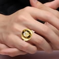 thumbnail image 2 of RYLOS Men's Rings Yellow Gold Plated Silver Christ Head Religious Ring With Diamonds and  Tiger Eye Tiger Eye Designer Men's Jewelry Size 11, 2 of 6