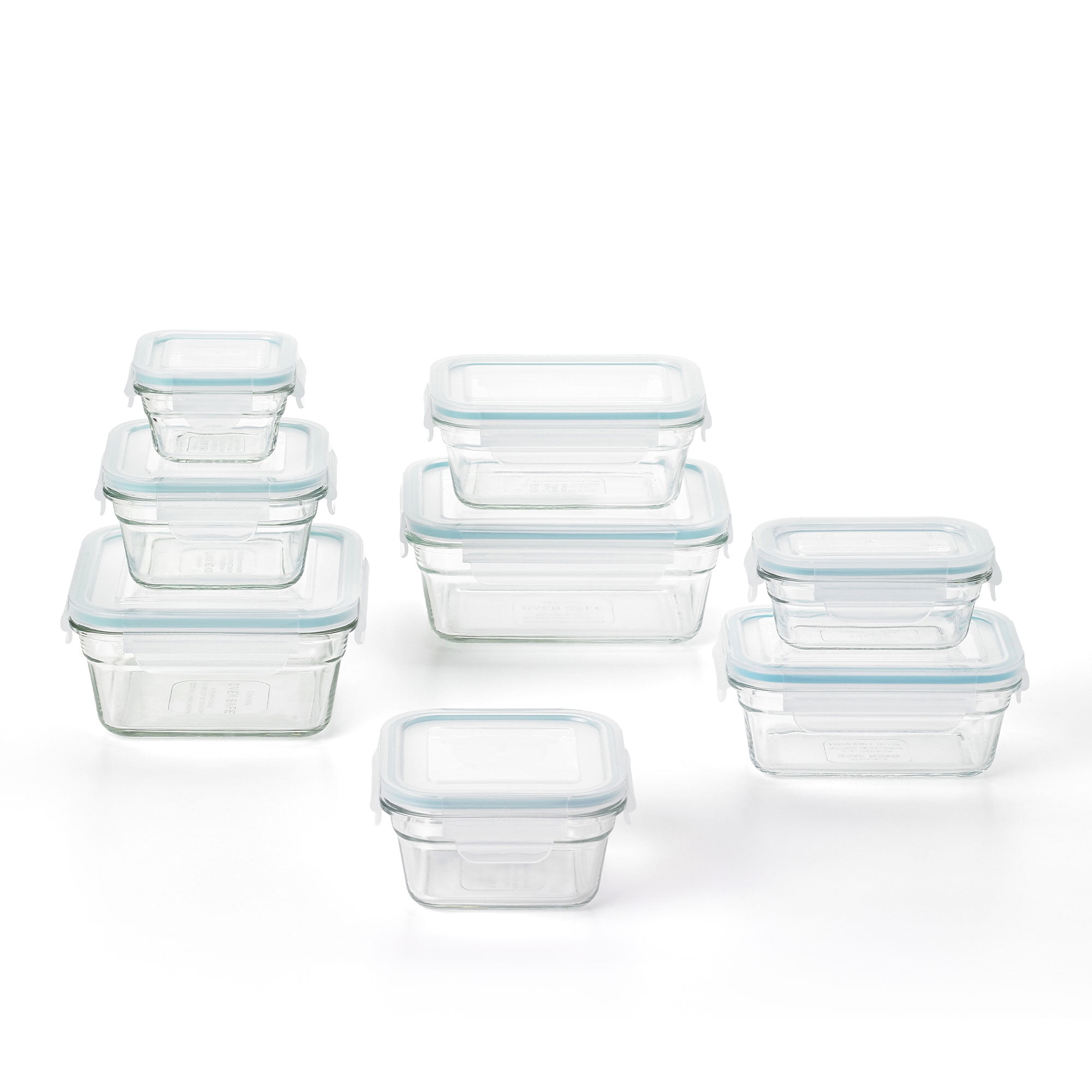 Glasslock Glass Food Storage Containers with Locking Lids, 16 Piece Set