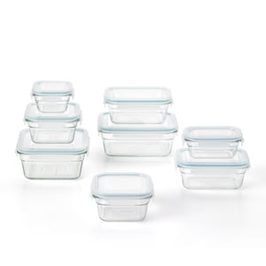 Glasslock Glass Food Storage Containers with Locking Lids, 16 Piece Set