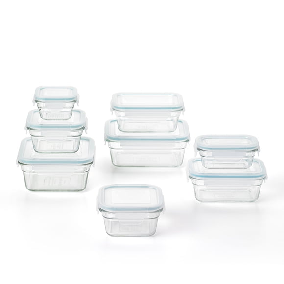 Glasslock Glass Food Storage Containers with Locking Lids, 16 Piece Set
