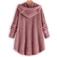 thumbnail image 4 of WEIYLL Womens Fleece Jacket Velvet Cat Ear Hooded Soild Patchwork Button Plush Watermelon Red Winter Coats Size M, 4 of 4