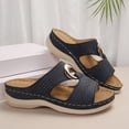 thumbnail image 4 of Styesk Womens Sandals Summer New Foreign Trade Large Size Wedge Fish Mouth Solid Color Large Size One Line Outside To Wear Beach Sandals, 4 of 6
