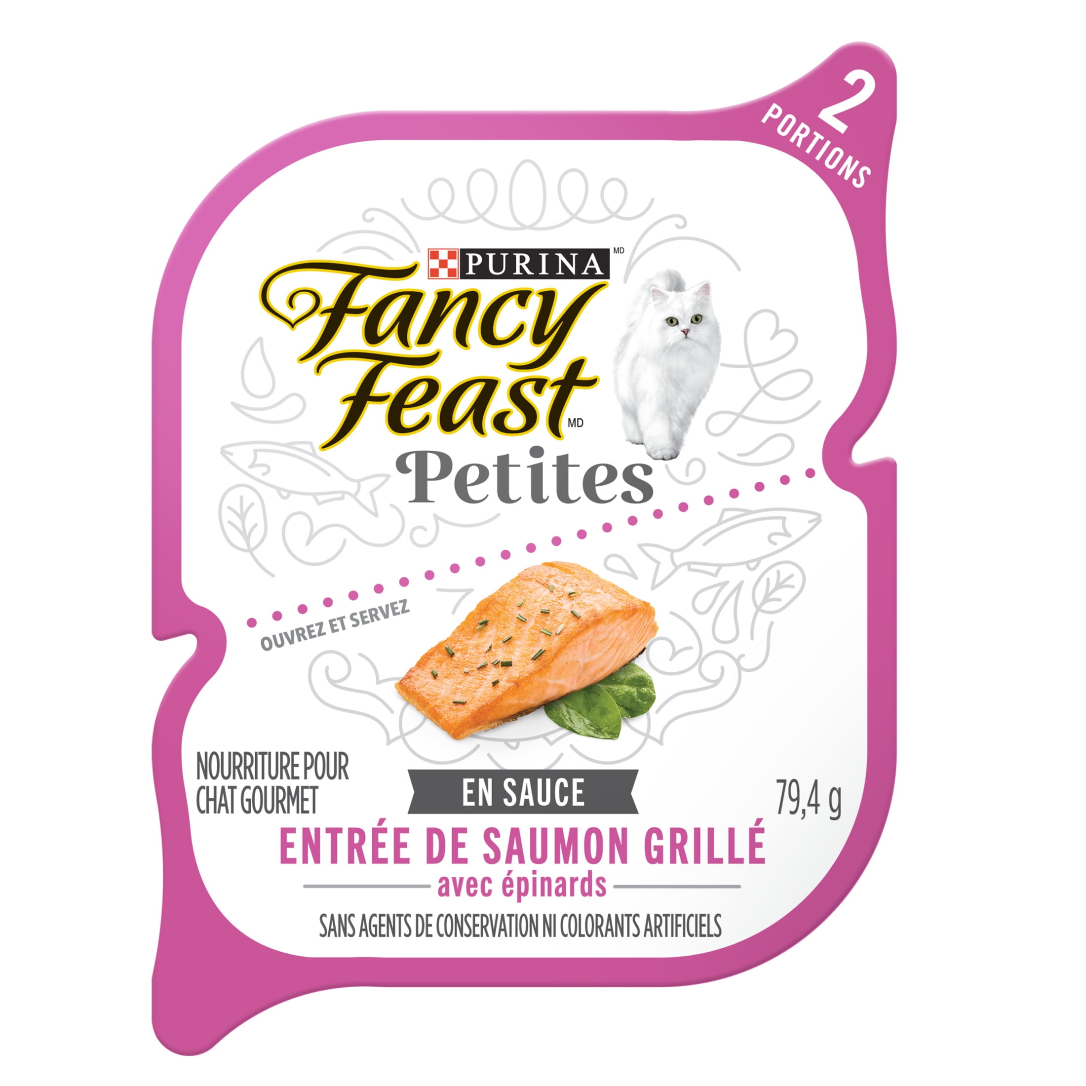 Fancy Feast Petites Seared Salmon Entrée with Spinach in Gravy, Wet Cat Food 79.4g