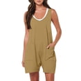 thumbnail image 1 of Timegard Rompers for Women Scoop Neck Shorts Sleeveless Jumpsuit with Pockets Beach Vacation Outfits, 1 of 7