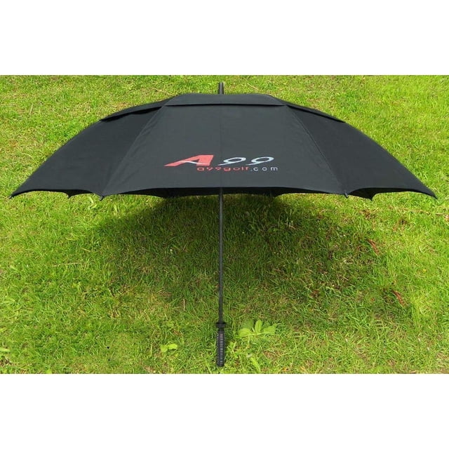 A99 Golf Double Canopy Golf Umbrella Black Fiber Glass Frame Black 58" Automatic Open Golf Umbrella Waterproof Antiskid & Durable, Windproof Rainproof & Sun-Resistant