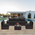 thumbnail image 4 of Kullavik Patio 6-Piece Steel Outdoor Wicker Sectional Sets with Cushions,Black, 4 of 5