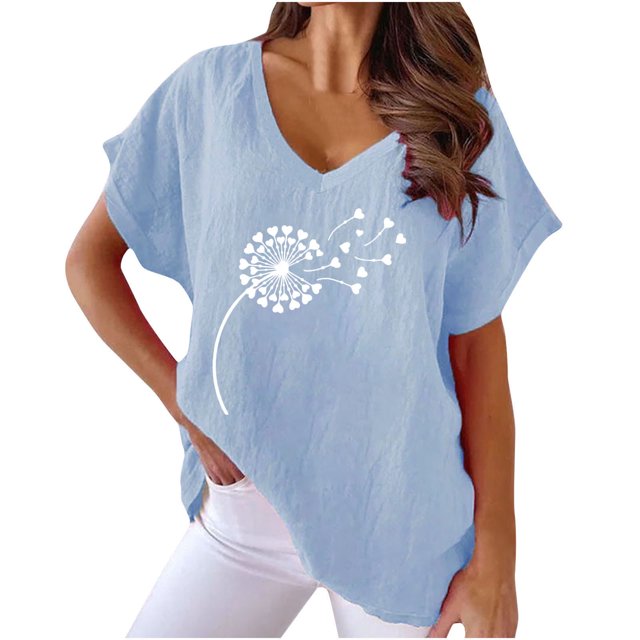 Birdeem Femme Été Aguichant Mode Imprimé Régulier Col en V Femme Manches Courtes Haut Blouse