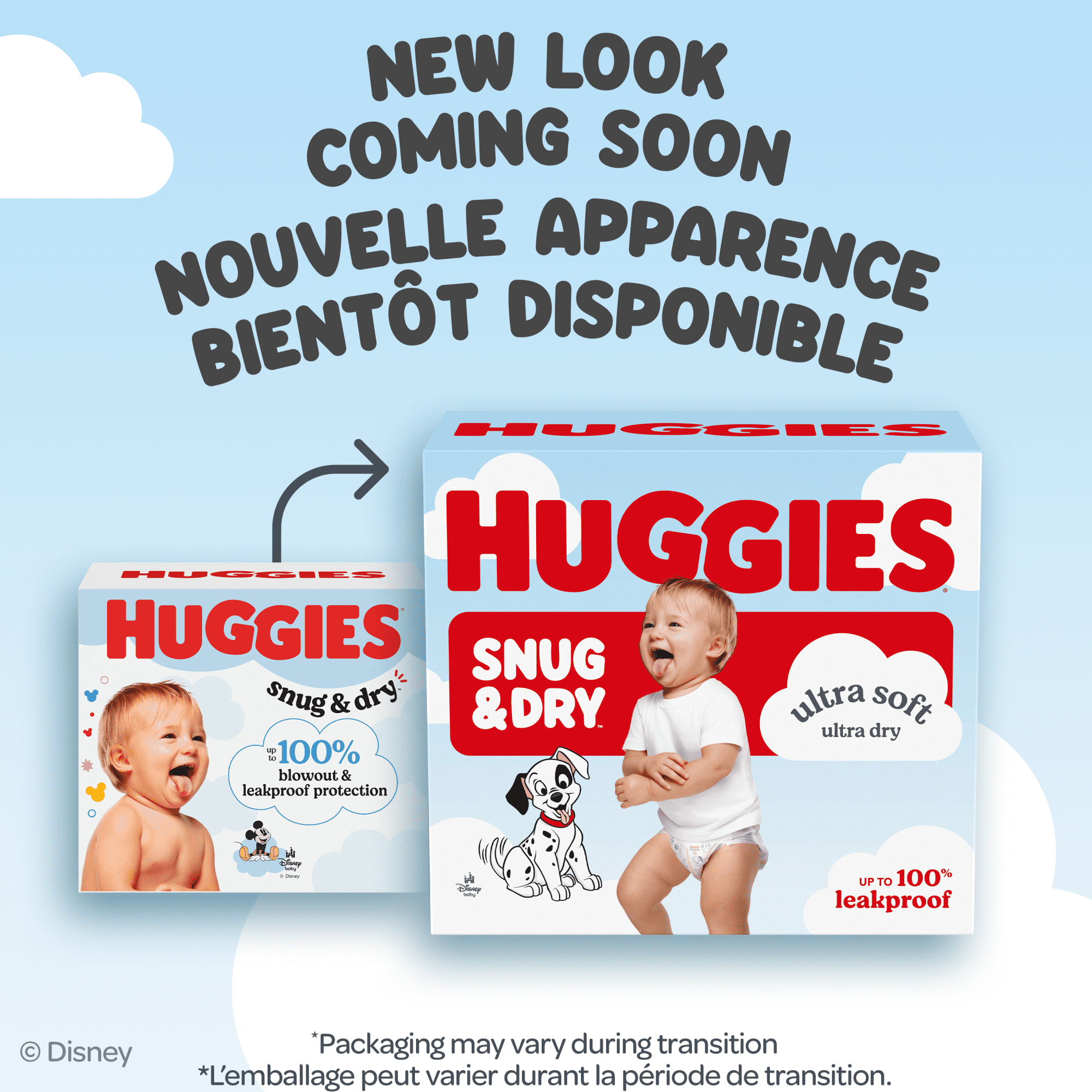 Couches pour bébé Huggies Snug & Dry, taille 8 (45 lb et plus), contenant de 96 unités