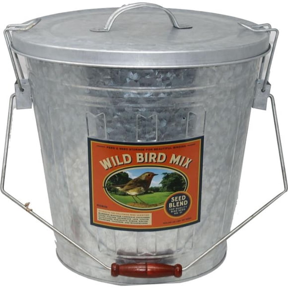 Audubon & Woodlink Rustic Farmhouse Seed Storage Bucket with Scoop - Galvanized