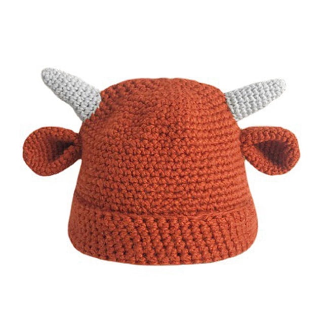 Bonnet Tricoté Cornes de Vache Oreilles Fait Main Épais Confortable Protection des Oreilles Extensible Automne Hiver Bonnet pour Femmes