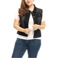 thumbnail image 2 of GRACE & GRANDEUR Women's Plus Jeans Jacket Vest Fall Button Down Denim Jacket Black 2X, 2 of 5