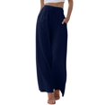 thumbnail image 1 of Kcodviy Women High Waisted Wide Womens Pants Casual Small Leg Pants Drawstring Elastic Womens Pants Casual Work Wide Leg Trousers Comfy Straight Leg Long Pants with Pockets, 1 of 6
