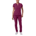 thumbnail image 1 of Adar Addition Go-Higher Scrub Set For Women - Notched V-Neck Scrub Top & Skinny Cargo Scrub Pants, 1 of 7