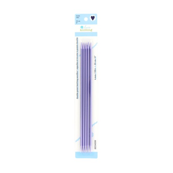 LOVE KNITTING Aluminium Double Point Knitting Needles, 20 cm (8 in), 4 mm (US 6)