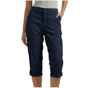 Pisexur Women's Capri Pants Solid Color Cargo Pants High Waisted Wide Leg Pants Athletic Joggers Hiking Pants Casual Baggy Lightweight Cropped Trousers with 6 Pockets