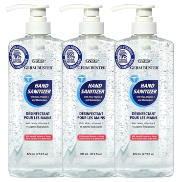Désinfectant pour les Mains à l'Aloès (Gel Transparent), 825 ml (Lot de 3)