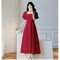 thumbnail image 3 of Chic Robe Maxi Blanche Manches Bouffantes Col Carré pour Femmes - L / Blanc, 3 of 4