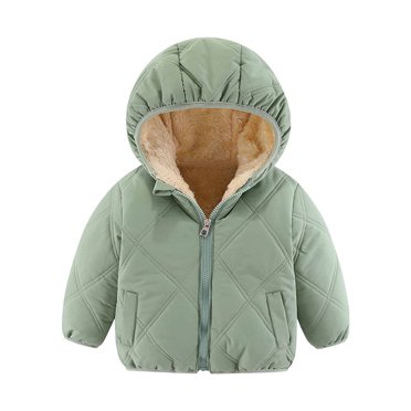 QUYUON Chandails à Capuchon en Molleton à Fermeture Éclair Complète pour Tout-Petits et Bébés Garçons, Manteau Matelassé à Manches Longues d'Hiver, Veste Rembourrée en Coton pour Tout-Petits Bébés Garçons Filles Automne Hiver avec Doublure en Velours, Veste à Capuche à Fermeture Éclair, Manteau Vert 3T-4T