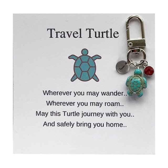 WIFKLSIIPG 26 Letter Handmade Turtle Keychain Turtle Combination Pendant 26 Letter Surname Travel Turtle Keychain Pendant 26 Letter Surname Mark Alphabet Gemstone Turquoise Jewelry Pendant