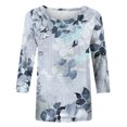 thumbnail image 4 of IROINID Économies Polyester T-shirt à Manches Longues pour Femmes Loisirs Imprimé T-shirt Ample Blouse Col Rond Hauts, Gris, 4 of 5