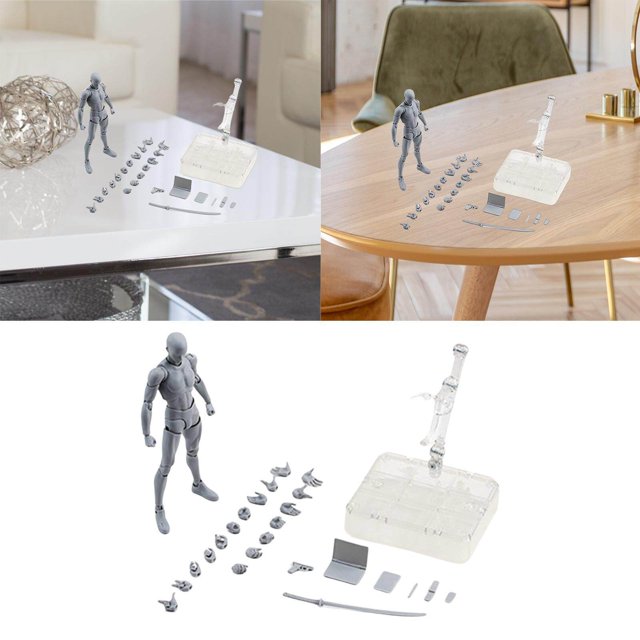 serony 15cm Figures Body Set with Model Box Drawing Set with Figure Figure Model Display Stand Holder for Bedroom Decor Male Gray