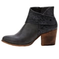 thumbnail image 1 of jovati Womens Leather Patchwork Thick Heel High Heel Zipper Pointed Snake Ankle Boots, 1 of 9