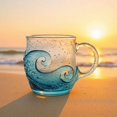 thumbnail image 3 of Glass Coffee Mugs Sea Wave 12Oz Handcrafted Textured Surf Beach, 3 of 5