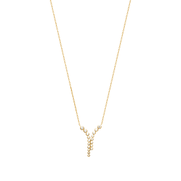 Mystigrey Elizabeth 18K Gold Plated Necklace with Cubic Zirconia for Girls and Women - Dual Vertical