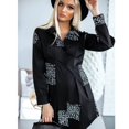 thumbnail image 4 of Fashion Women Plus Size Turn Down Collar Letter Print Buttons Mini Shirt Dress, 4 of 6