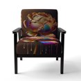 thumbnail image 4 of Designart "Hyperrealistic Rainbow Peony with Liquid Gold Drips II" Multicolor Flower Upholstered Accent Chair - Modern Arm Chair For Living Room, 4 of 7