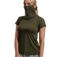 thumbnail image 3 of BiZtdJrK T-Shirt de Base de Protection Solaire pour Femme avec Masque Facial à Manches Courtes Confortable et Léger T-Shirts Pêche Randonnée Tenues de Plein Air Vert Armée TG Économies d'Été, 3 of 8