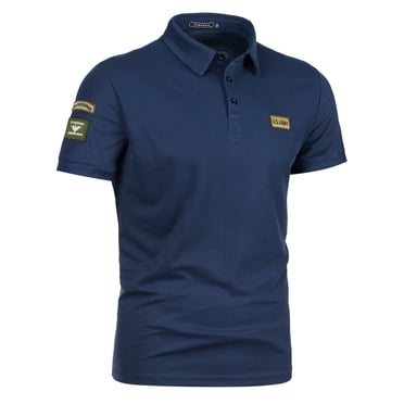 BOBOGOJP Polo de Golf pour Homme à Manches Courtes, Évacuation de l'Humidité, Polo de Golf Athlétique à Col, T-Shirt de Tennis, Hauts (Navy,L)