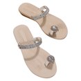 thumbnail image 2 of Styesk Womens Sandals Women's Summer Clip-toe Beach Rhinestone Soft Soled Flat Sandals, 2 of 5