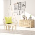 thumbnail image 3 of Gymax Hammock Chair Hanging Cotton Rope Macrame Swing Chair Indoor Outdoor Beige, 3 of 10