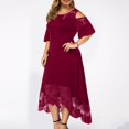 thumbnail image 2 of CHUANK Summer Plus Size Maxi Dresses For Wedding Guest Lace Stitching Dress Cold Shoulder Long Dresses Short Sleeve, 2 of 7