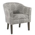 thumbnail image 1 of HomePop by Kinfine Chaise Rembourrée en Tissu - Chaise d'Appoint en Forme de Tonneau, Médaillon Gris, 1 of 5