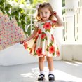 thumbnail image 2 of Robe d'Été pour Filles Tout-Petits Manches Volantes Robe Fluide à Volants Imprimé Fleuri Ligne A Robe Princesse 5-6 Ans, 2 of 6