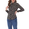 thumbnail image 4 of INSPIRE CHIC Chemise Boutonnée pour Femme à Petites Fleurs à Manches Longues Col en Pointe Haut de Bureau S Noir Rouge, 4 of 7