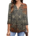 thumbnail image 2 of RKSTN Chemisiers Décontractés Boho à Imprimé Floral pour Femmes, Col en V, Manches Longues, Automne, Hauts à Imprimé Floral, Blouses Amples, Chemises, 2 of 6