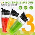 thumbnail image 3 of Blender Replacement Parts for , 3 Pack 16oz Blender Cups Replacement with To-Go Lids for QB3001SS, 3 of 5