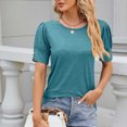 thumbnail image 2 of Timegard Short Sleeve Tops for Women Button Crew Neck Comfy Blouse Casual Tunic Tops Basic T Shirts, 2 of 3